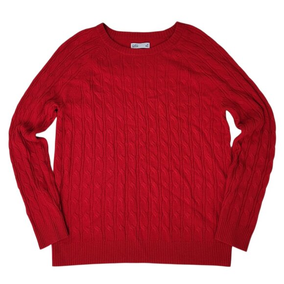 Croft & Barrow Women's Red Cable Knit Pullover Sweater Size M - Picture 1 of 7